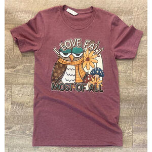 Bella Canvas, Women's T-shirt, Size Medium, Maroon‎ - Owl Fall, New